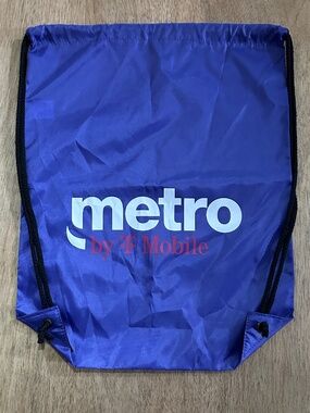 Metro by T-Mobile purple Lightweight Drawstring Backpack Pink Logo -New